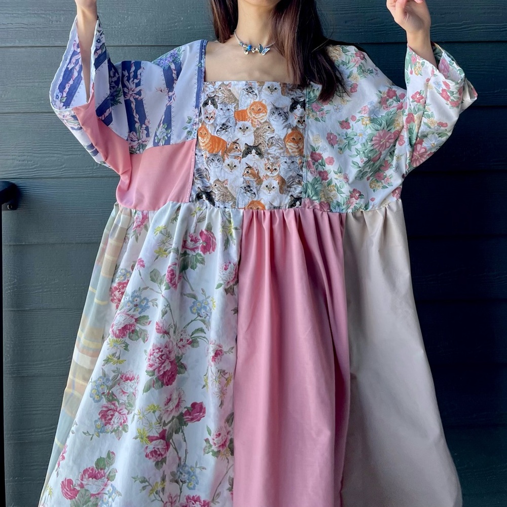 Handmade Dog & Cat Relaxed-Fit Rose Canvas Jasmine Dress – SKU 02262
